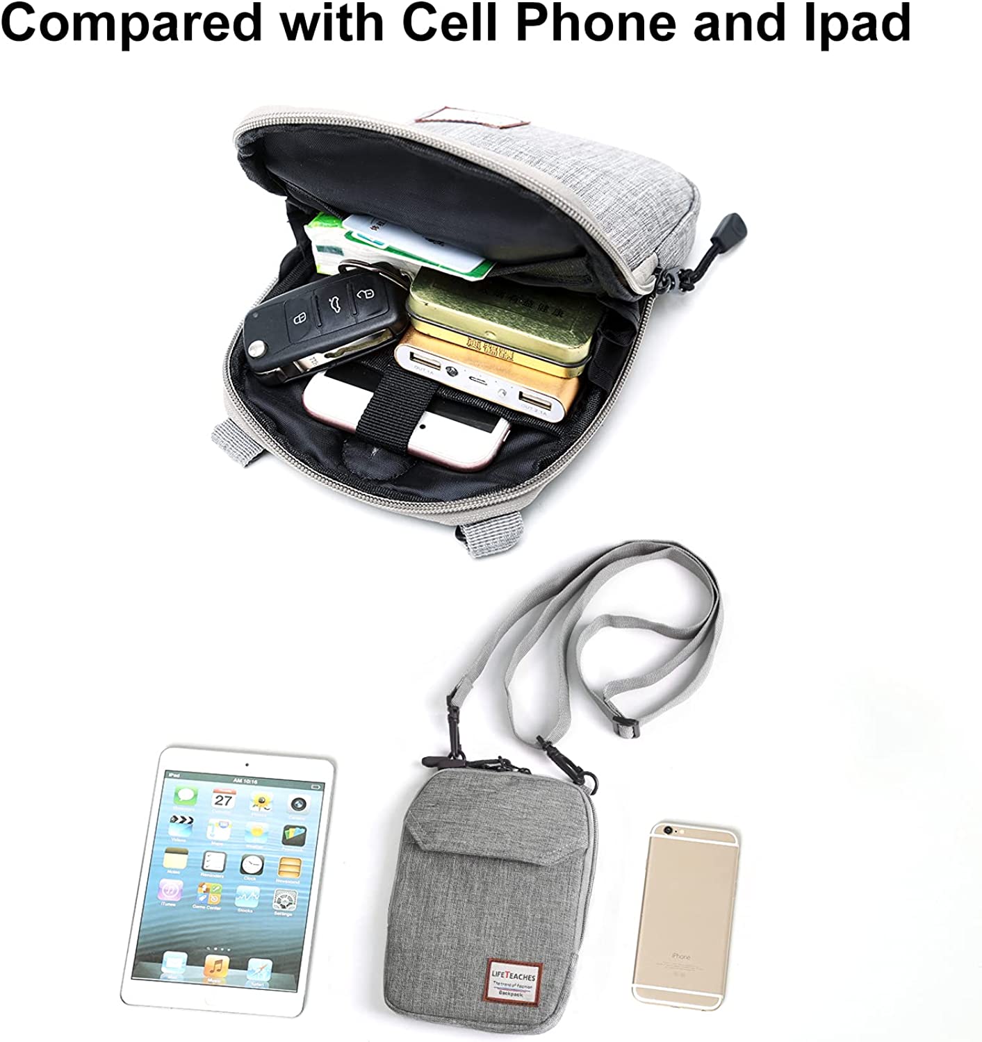 Small Crossbody Bag for Men， Mini Messenger Bag Shoulder Bag for Phone Passport - Image 7
